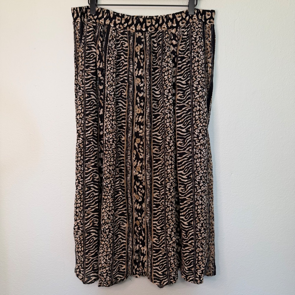 Vintage Koret - Animal Print Midi Skirt Plus Size 16 See Flaws